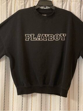 PLAYBOY Women's Black Logo Crewneck Sweatshirt by Pacsun